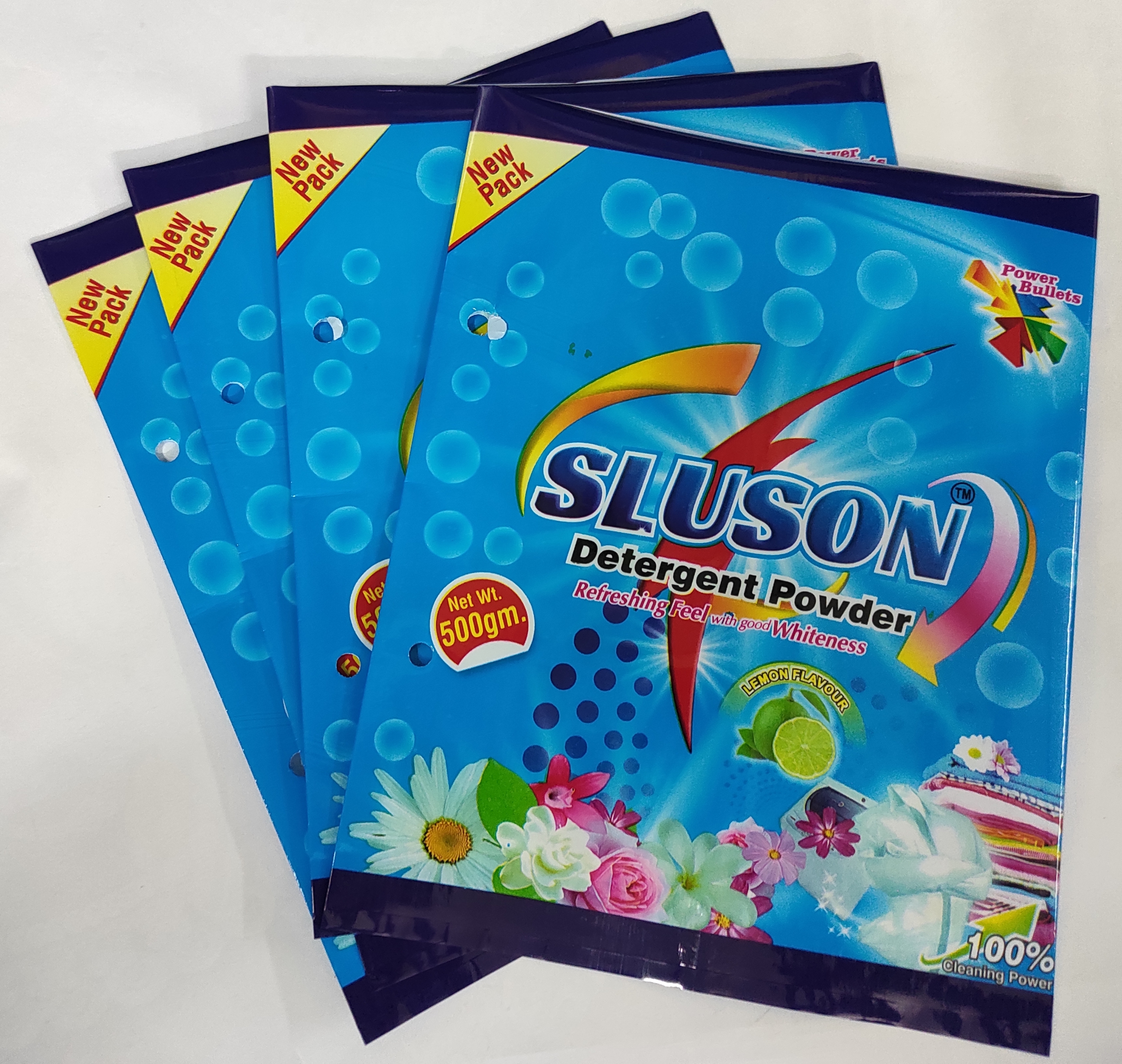 Printed Detergent Packaging Pouch - Laminated Material, Multi Layer Lamination, Blue Color | Eye-catching Printed Design, Resealable Closure, Available In Various Sizes