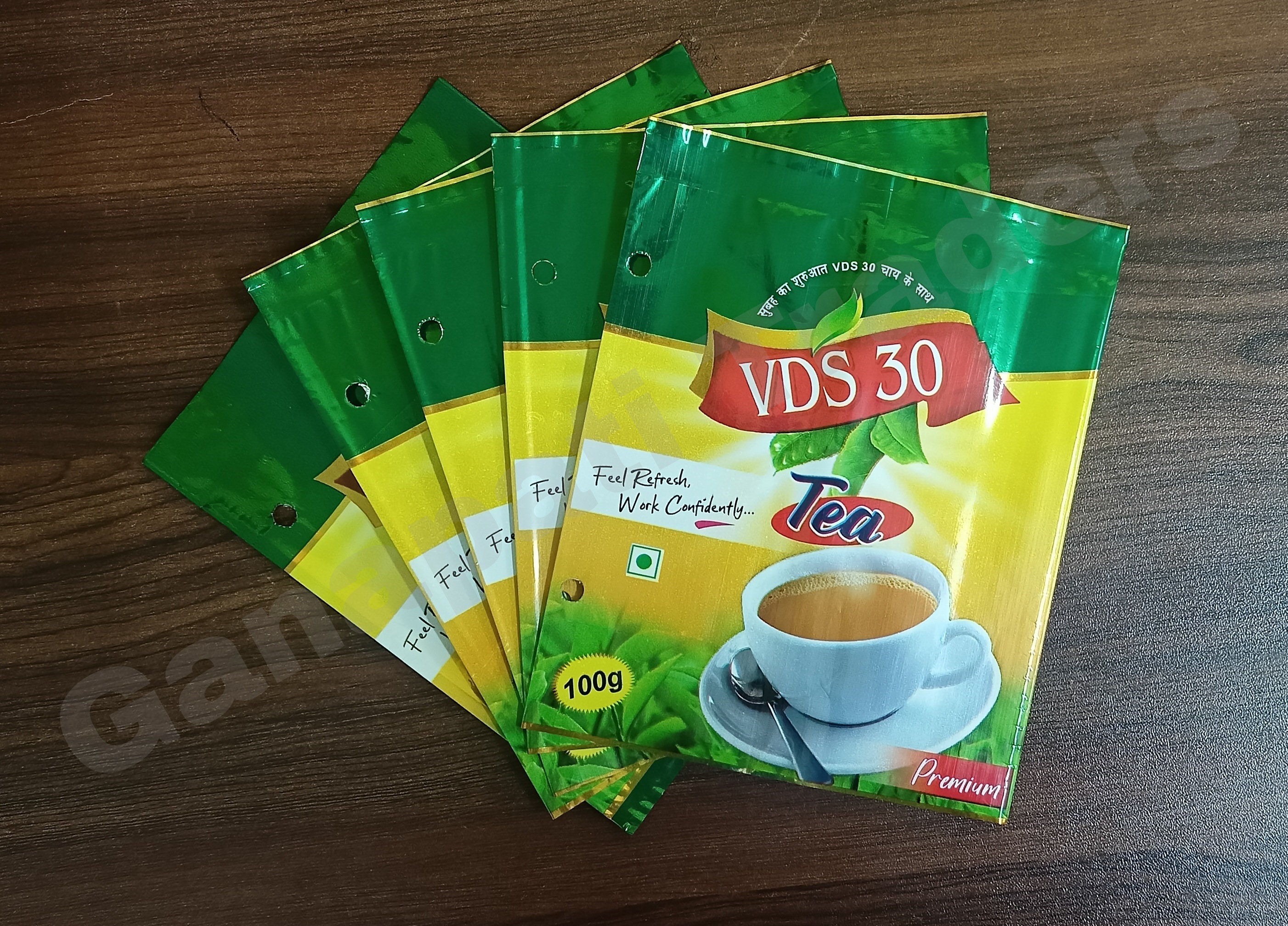 Red Printed Glossy Tea Packaging Pouch