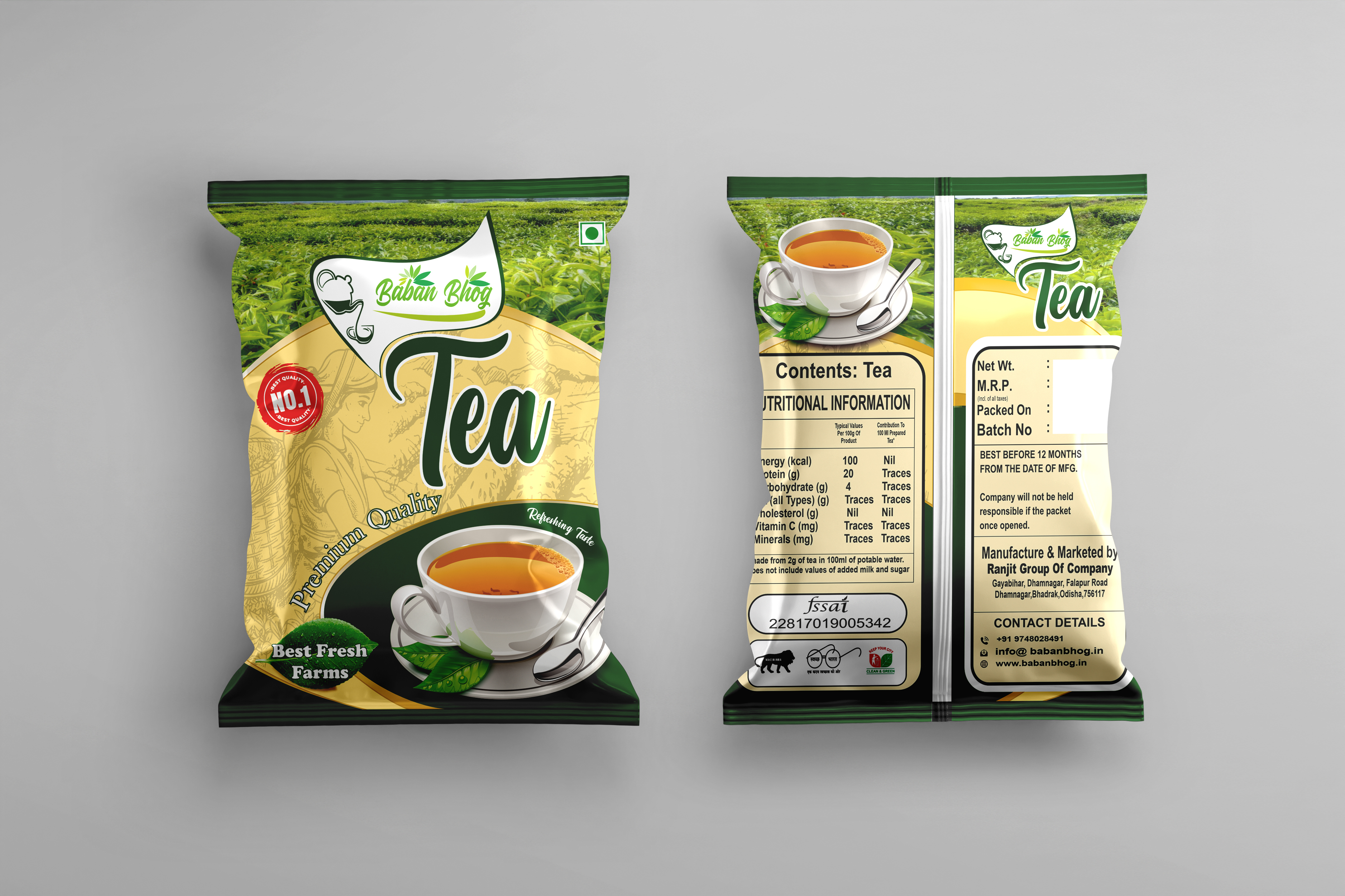 Red Printed Glossy Tea Packaging Pouch
