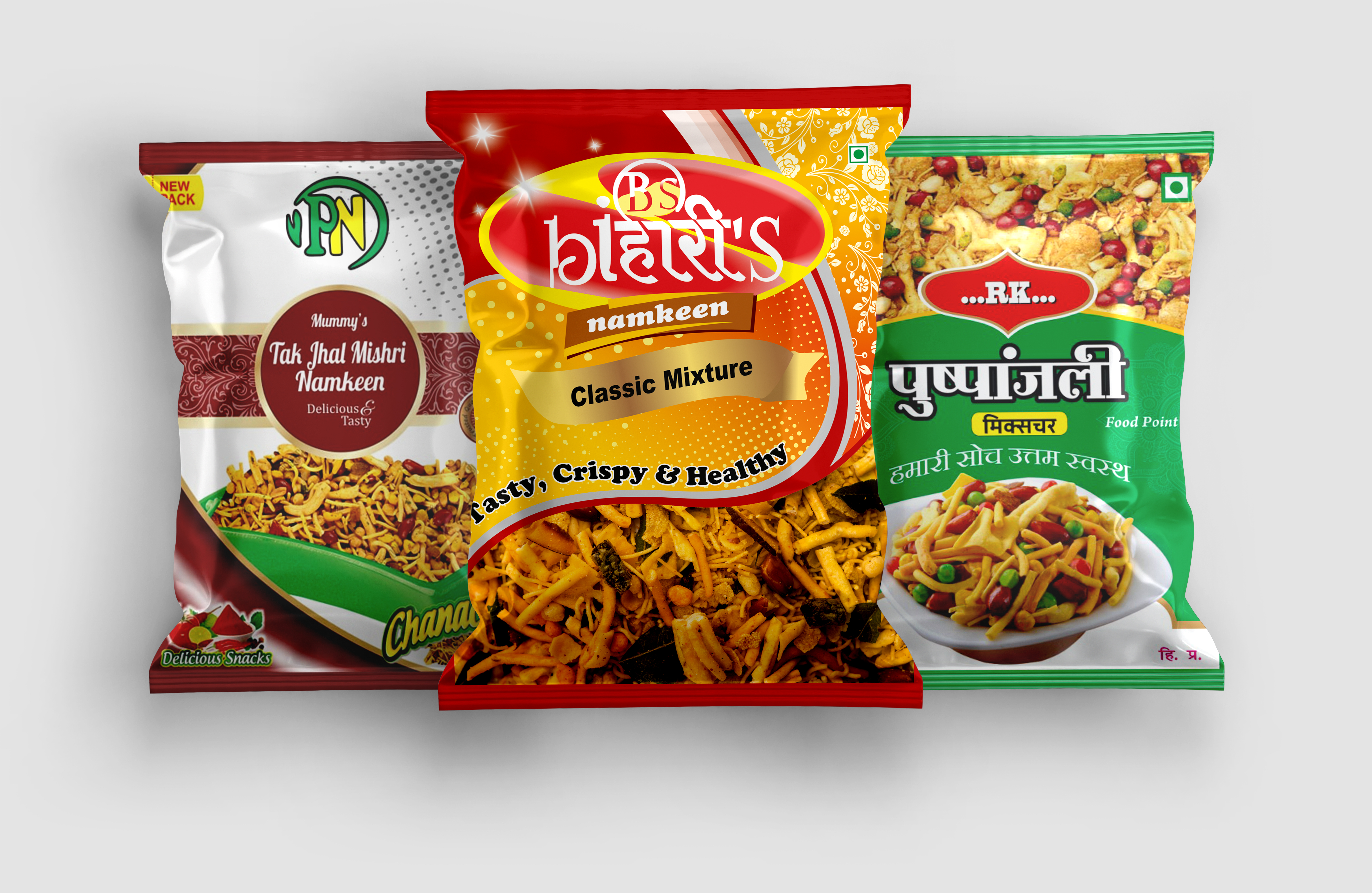 Green Printed Namkeen Chanachur Packaging Pouch