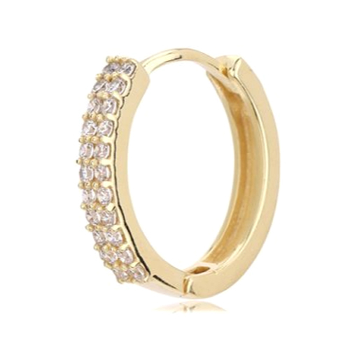 Wedding 18k Gold Plated Round Small Huggies Silver Earring