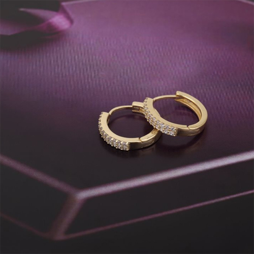 Wedding 18k Gold Plated Round Small Huggies Silver Earring