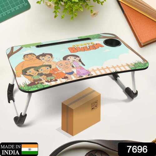 छोटा भीम डिज़ाइन फ़ोल्ड करने योग्य बेड स्टडी टेबल पोर्टेबल मल्टीफ़ंक्शन लैपटॉप टेबल लैपडेस्क (7696) बॉडी मटीरियल: Mdf सॉलिड बोर्ड