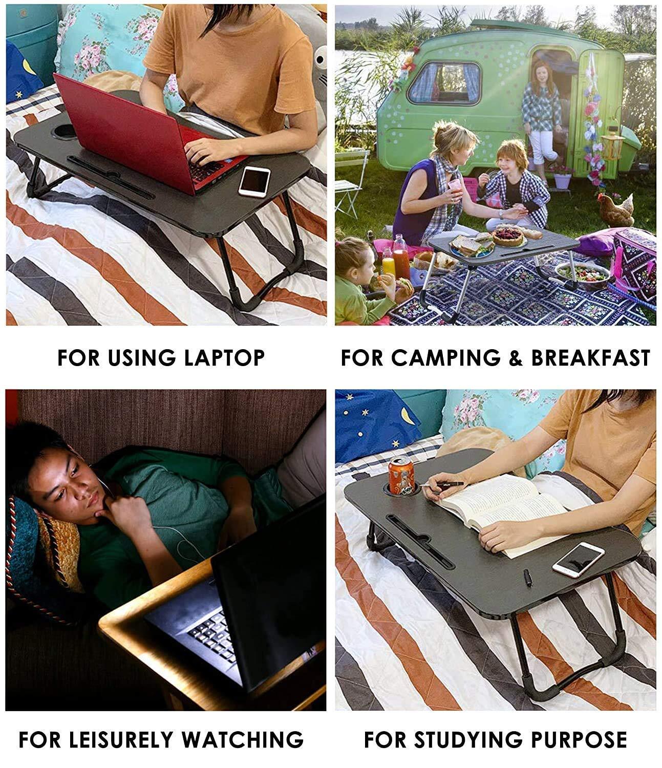 Foldable Bed Study Table Portable Multifunction Laptop Table Lapdesk (7855) - Mdf Solid Board, Multi/assorted Color | Portable Multifunction Laptop Table