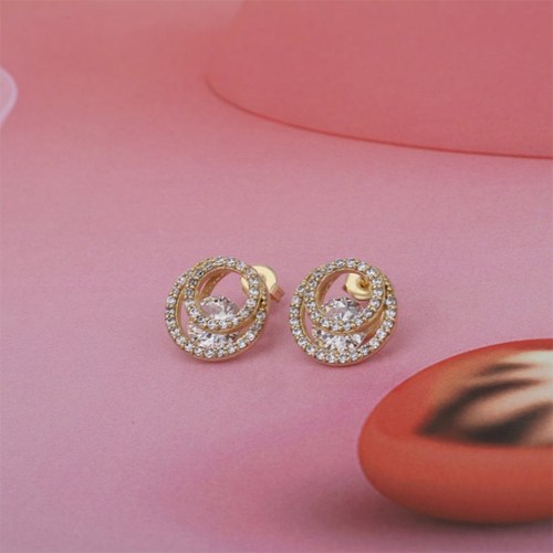 Engagement 18k Gold Plated Helical-shape Stud Silver Earring