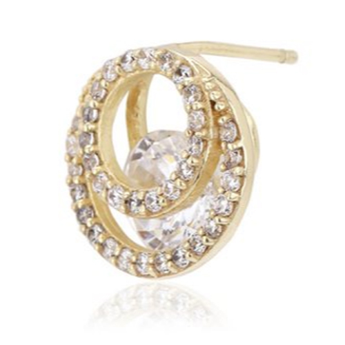 Engagement 18k Gold Plated Helical-shape Stud Silver Earring