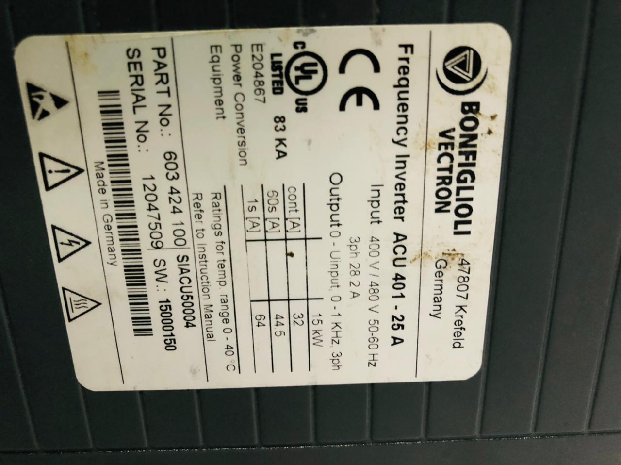Vectron Ac Drive - 15kw 400v 3-phase Inverter, Ip54 Protection Level, Blue Casing, Compact Dimensions 16x12x7 Inches, Active Cube Series