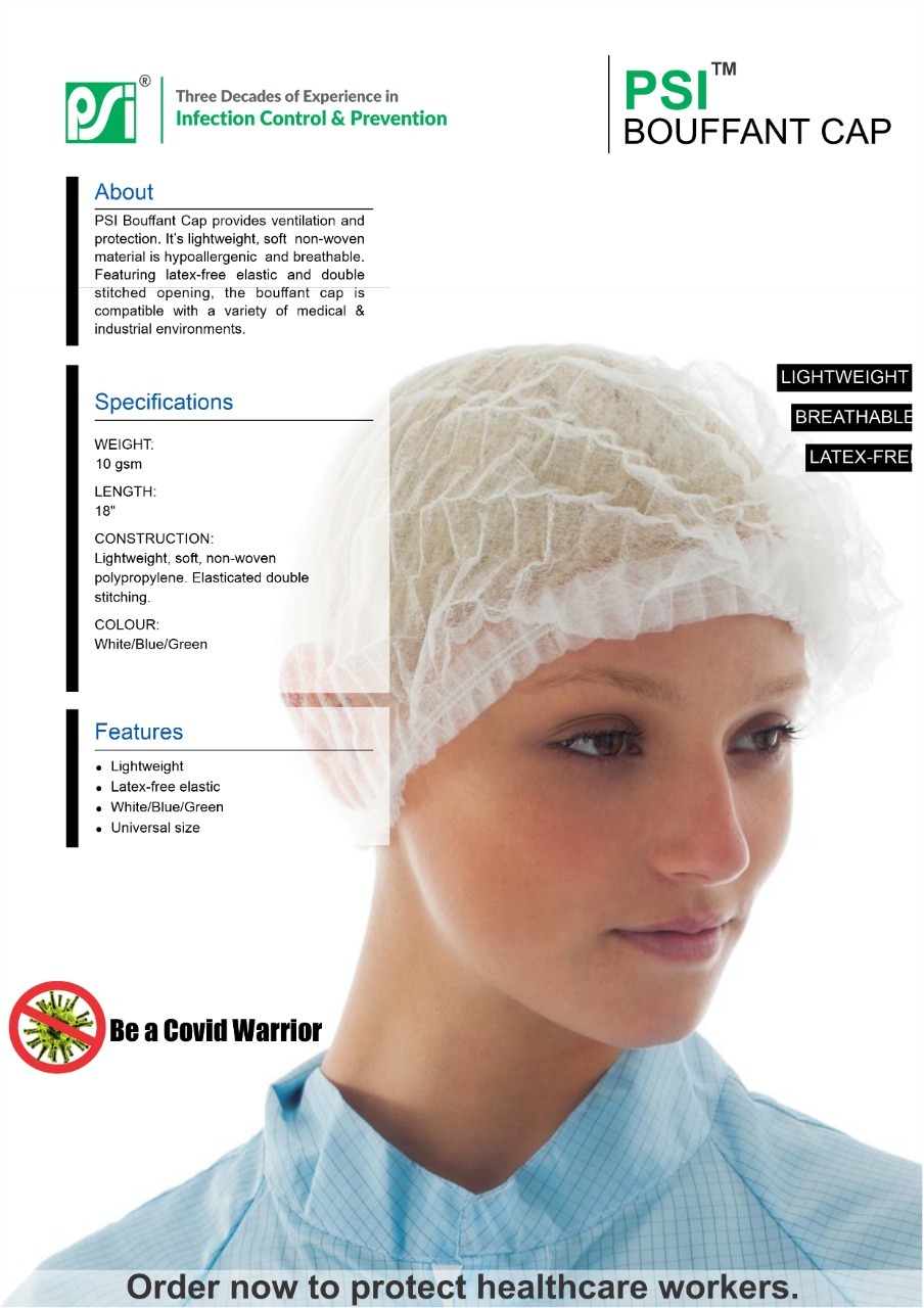 Disposable Surgical Bouffant Cap - 100% Cotton, Size S/m/l/xl, Blue | Disposable, Waterproof, Sterilized For Microbial Protection