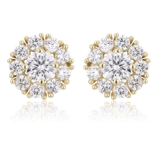 Wedding 18k Gold Plated Trendy Round Stud Silver Earring