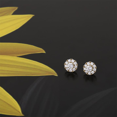 Wedding 18k Gold Plated Trendy Round Stud Silver Earring