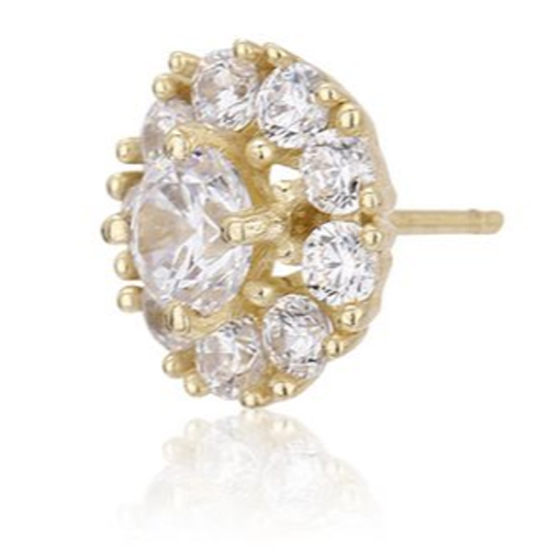 Wedding 18k Gold Plated Trendy Round Stud Silver Earring