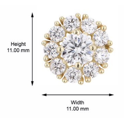 Wedding 18k Gold Plated Trendy Round Stud Silver Earring