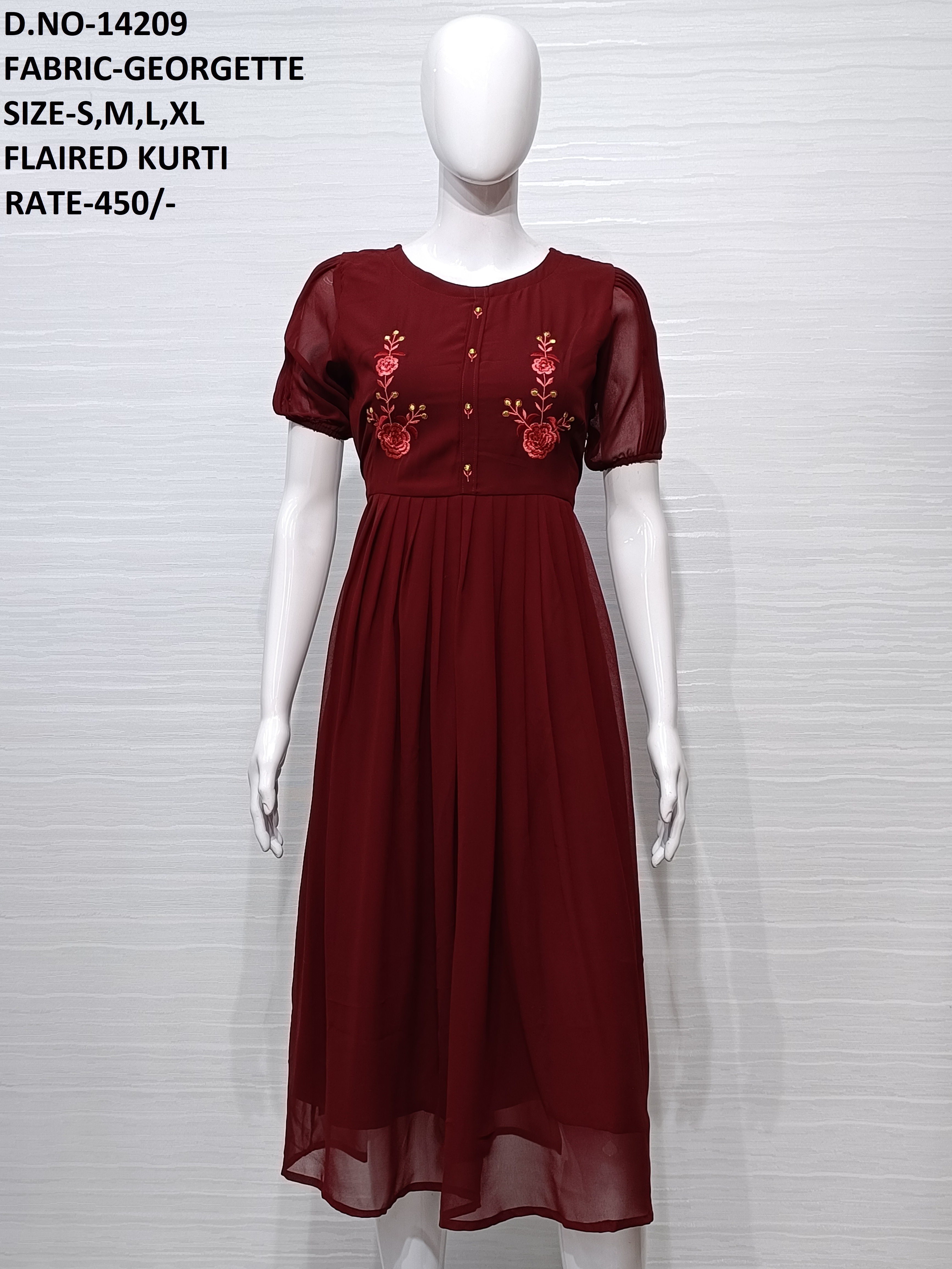 Ladies Ethnic Kurti - Georgette, Size M To Xl | Multi-color, Embroidered Pattern, Suitable For Rainy, Spring, Summer, Winter, Casual & Formal Wear