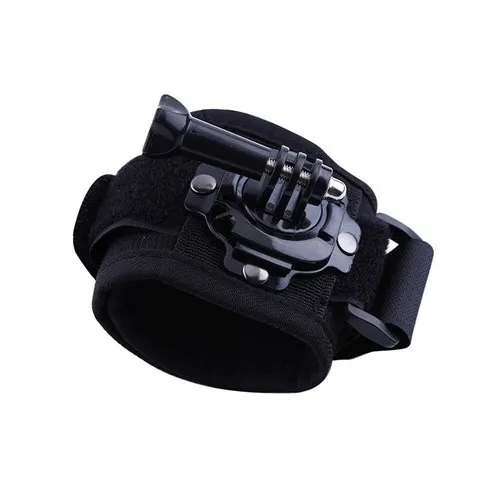 360 Degree Rotating Band Glove Wrist Strap Hand Mount - ABS Material, Adjustable Size, Sleek Black Color | Perfect for Outdoor Camera Activities