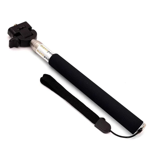 ट्राइपॉड एडॉप्टर के साथ ब्लैक एल्युमिनियम सेल्फी स्टिक