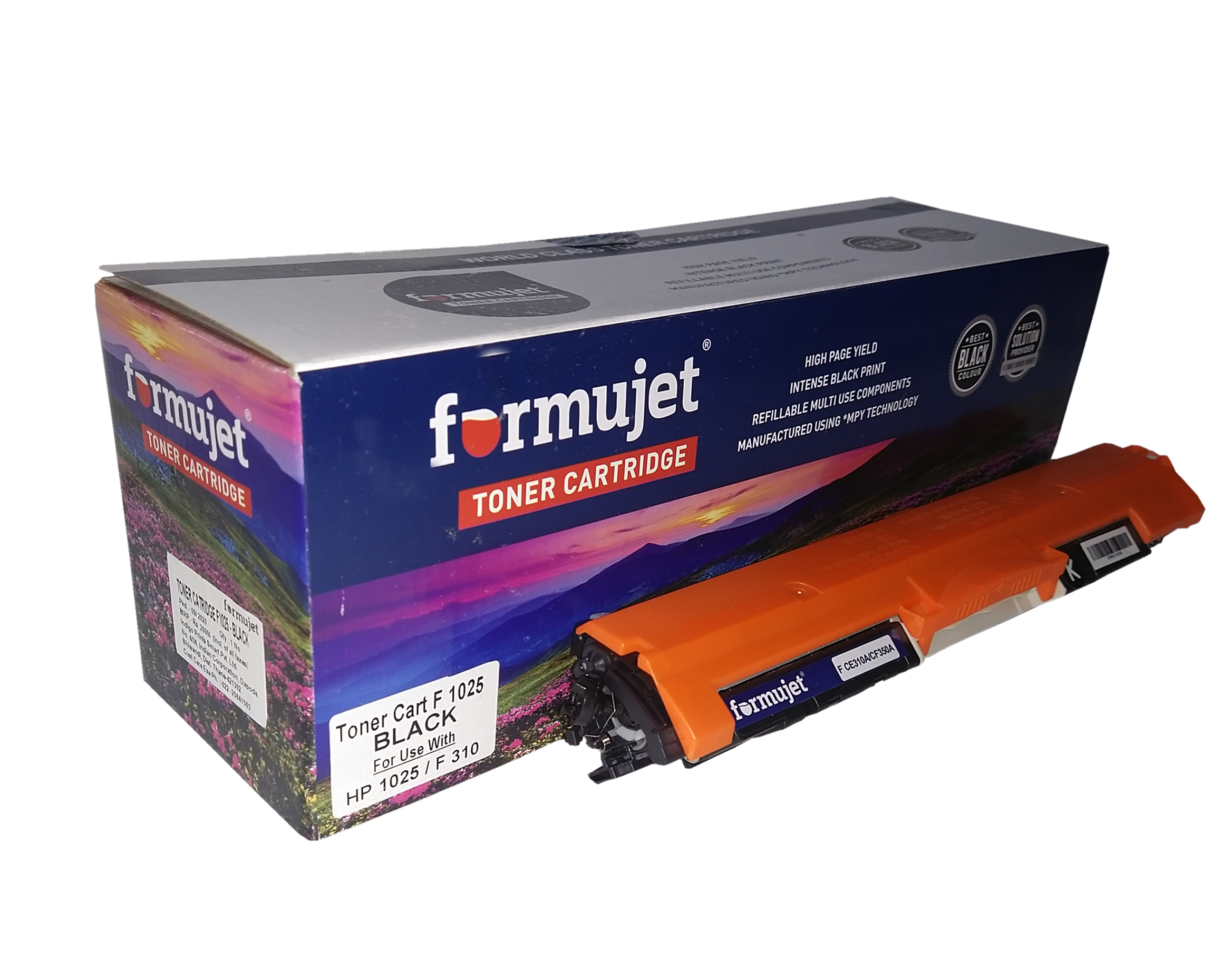 Black Formujet T 1025 Color Toner Cartridge Set Of F Ce310a Ce311a Ce312a Ce313a (Cmy Bk) Compatible For Hp