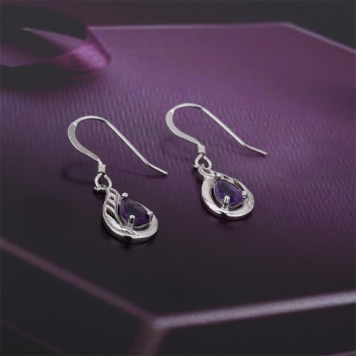 Pear Shape Dangle Silver Earrings Gender: Women