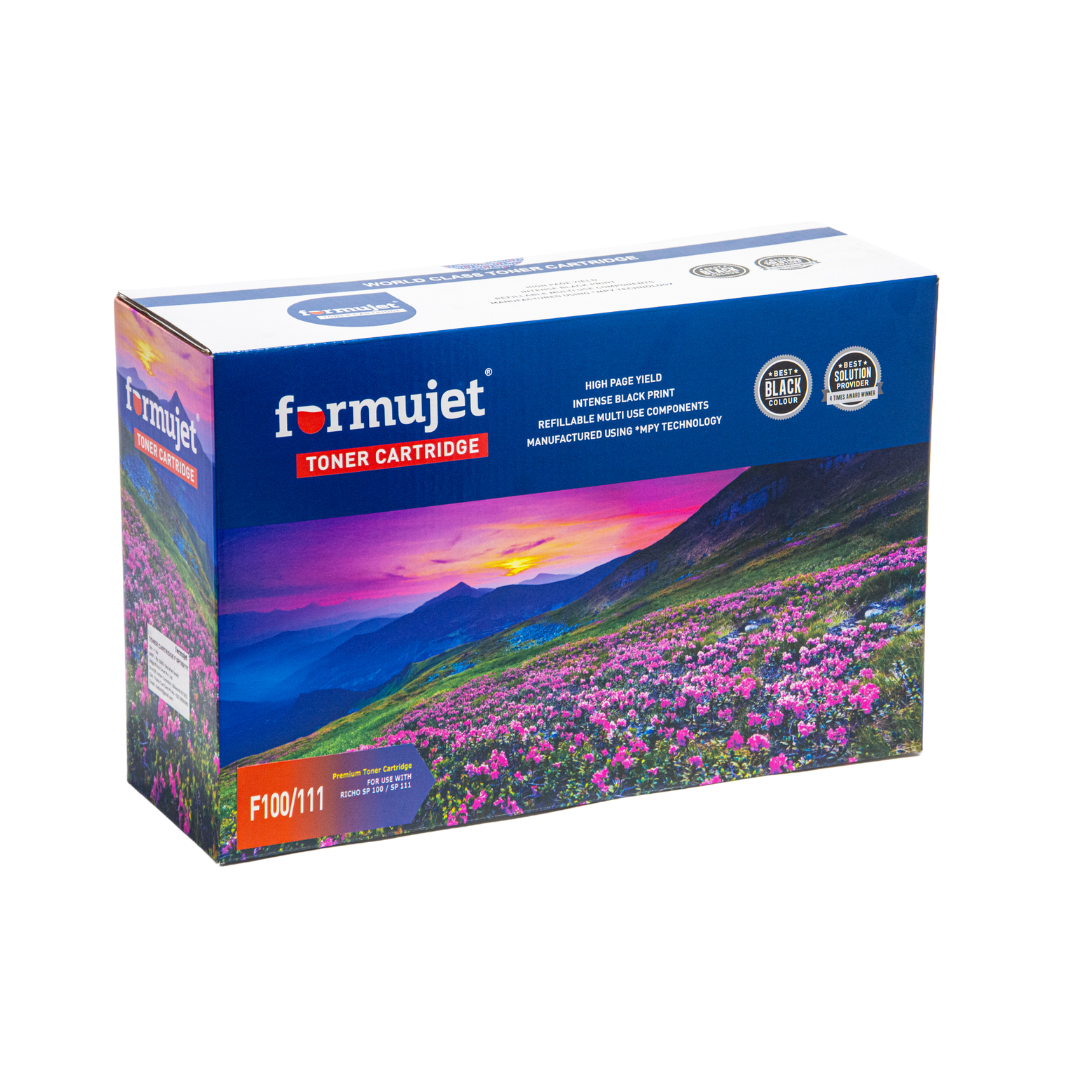Formujet F100 Premium Toner Cartridge - 100% Compatible | Crisp & Clear Black Prints, High Quality, Reliable For Ricoh Sp 100/sp 111