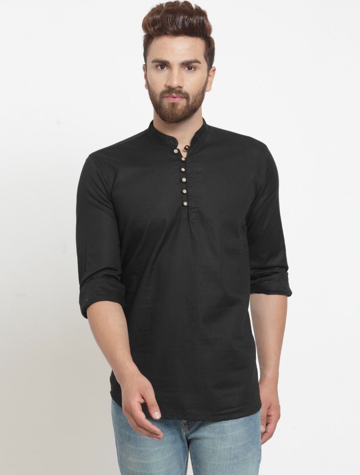 Men's Cotton Kurta - Premium 100% Cotton, Sizes M-xl, Plain Sky Green, Grey, Black, White, Dark Blue, Sky Blue, Long Sleeves, Washable, Modern Style