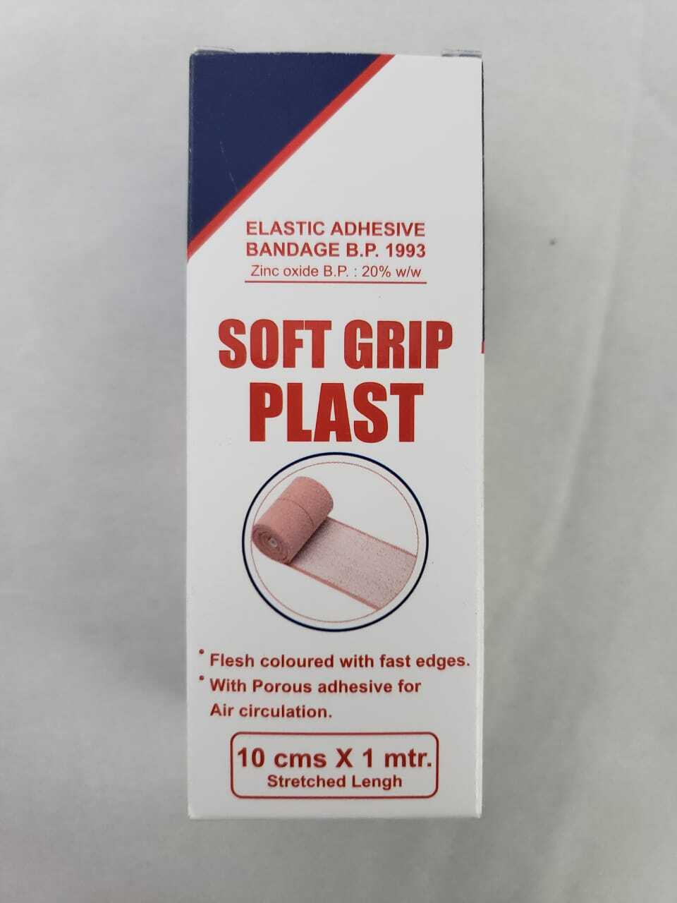 Soft Grip Plast Elastic Zinc Adhesive Bandage - 100% Cotton, 10cm X 1mtr/4mtr, Skin Color | Anti-septic, Elastic, Reusable, Waterproof, Ideal For Wound Care