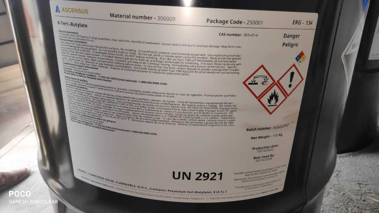 Potassium Tert Butoxide - Liquid, 98% Purity | Shelf Life: 12 Months, Store In Cool & Dry Place, Suitable For Industrial Use