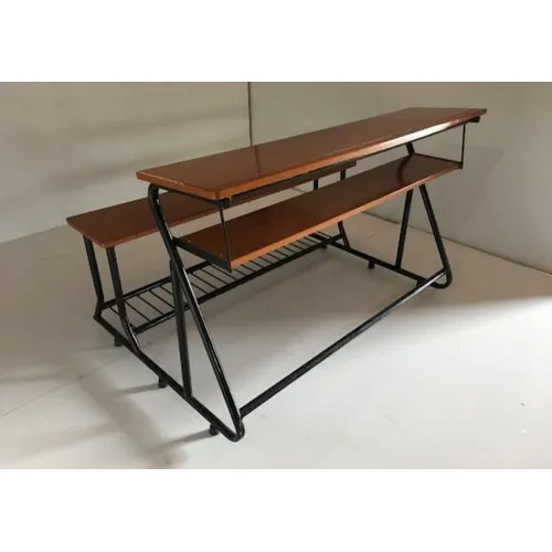 Brown-Black MDF Board 3 Seater School Bench and Desk - Durable, Easy to Clean, Lightweight, One Piece Design, 1-Year Warranty