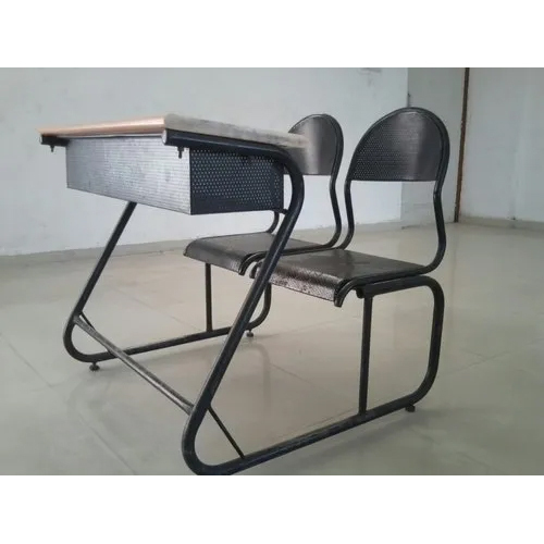 स्कूलों के लिए ब्राउन-ब्लैक टू सीटर बेंच और डेस्क