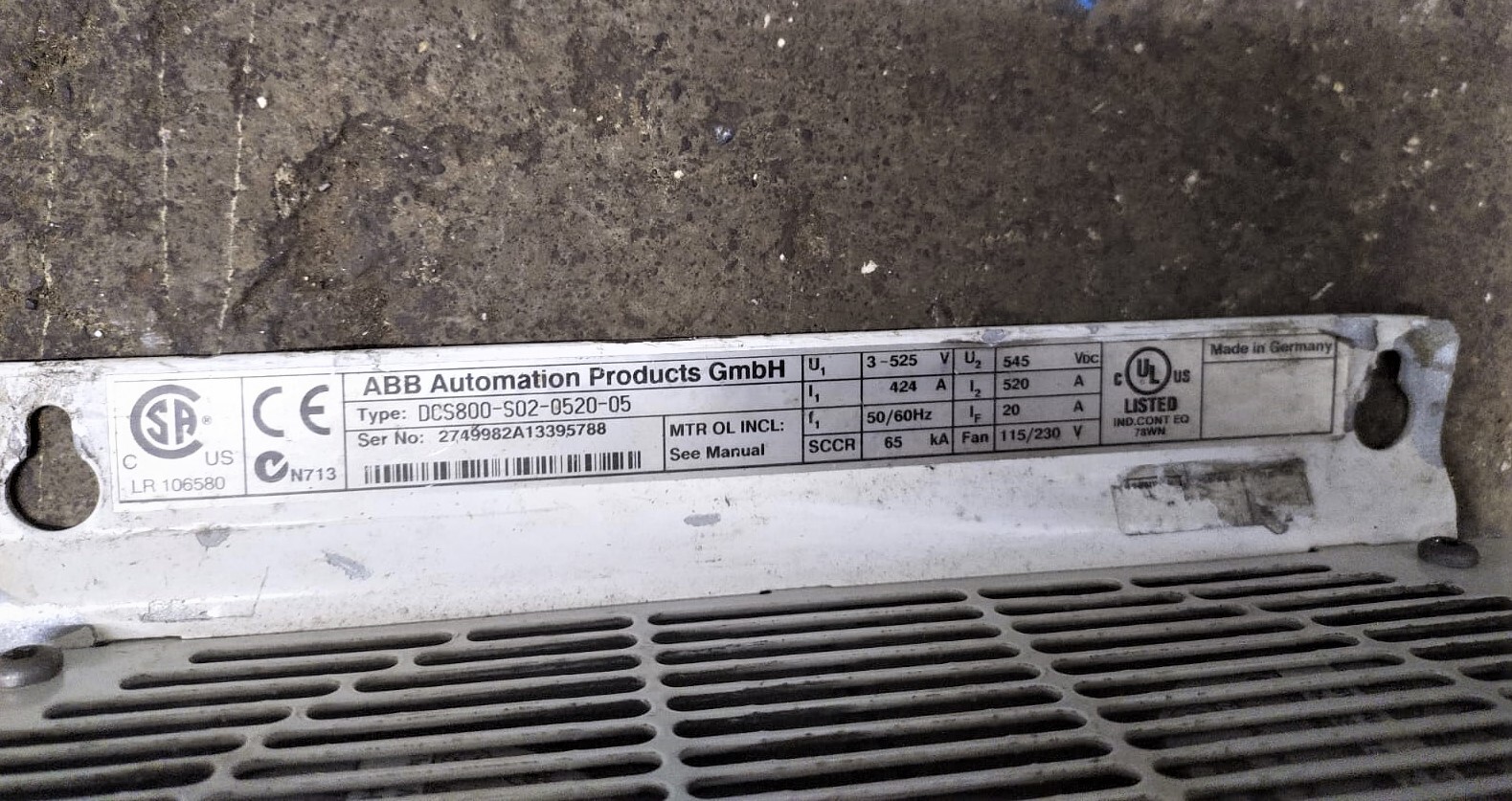Abb Dcs800 Dc Drive 520amp 400volt - Application: Industrial