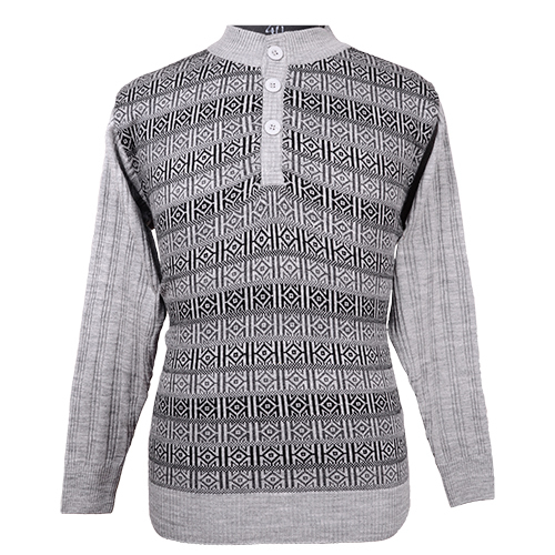 Mens Half Zipper Pullover - Knitted Fabric, Standard Size, Gray And Navy | Diamond Pattern, Casual Wear For Winter