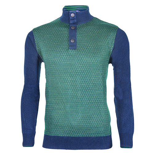 Mens Half Zipper Pullover - Knitted Fabric, Standard Size, Gray And Navy | Diamond Pattern, Casual Wear For Winter