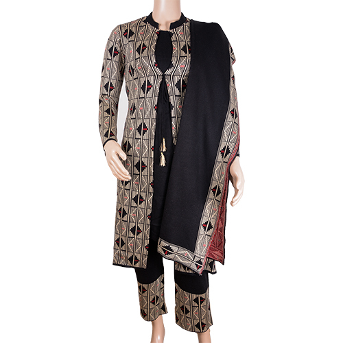 High Comfort Skin Friendly Woolen Kurti Plazzo Set - Color: Blue