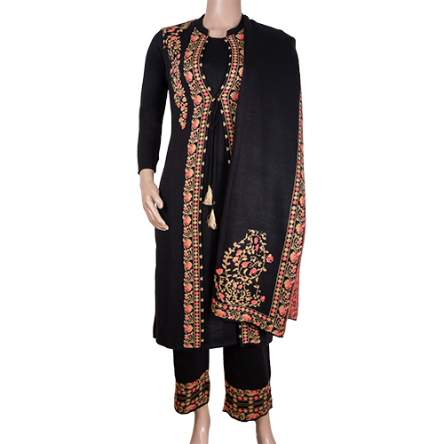 High Comfort Skin Friendly Woolen Kurti Plazzo Set - Color: Blue