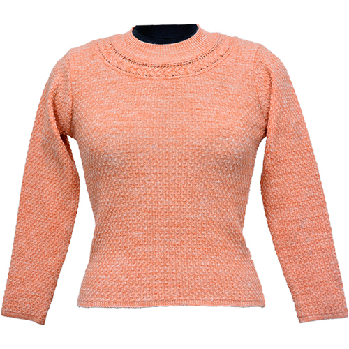 Women Pullover - Wool & Other Materials, Free Size, Green Color, Knitted Pattern, Long Sleeve, Casual Style For Winter Wear