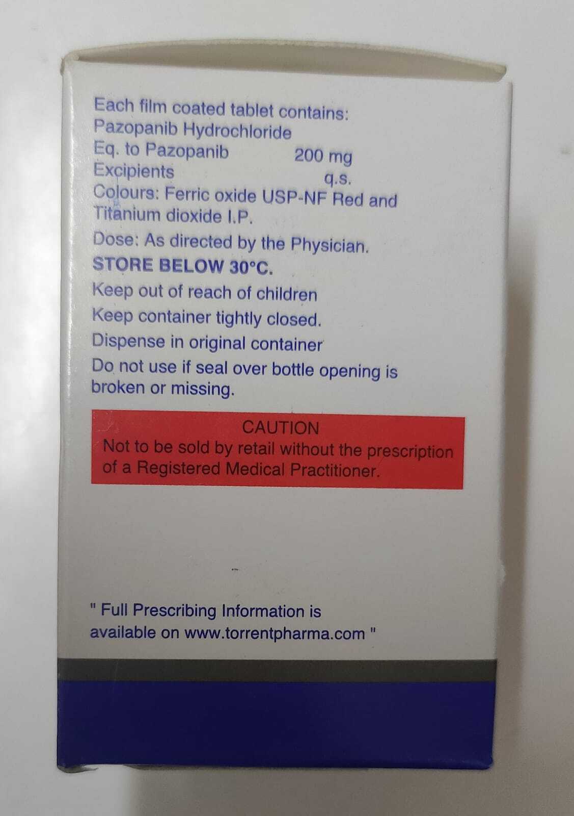 Pazobrite 200 Mg Shelf Life: 3 Years