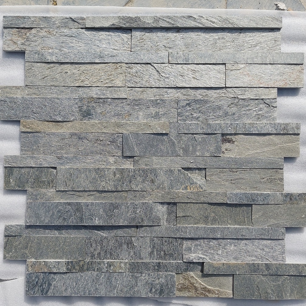 Silver Shine Slate Stone Wall Cladding Ledger Panels - Size: 15 X 60 Cm
