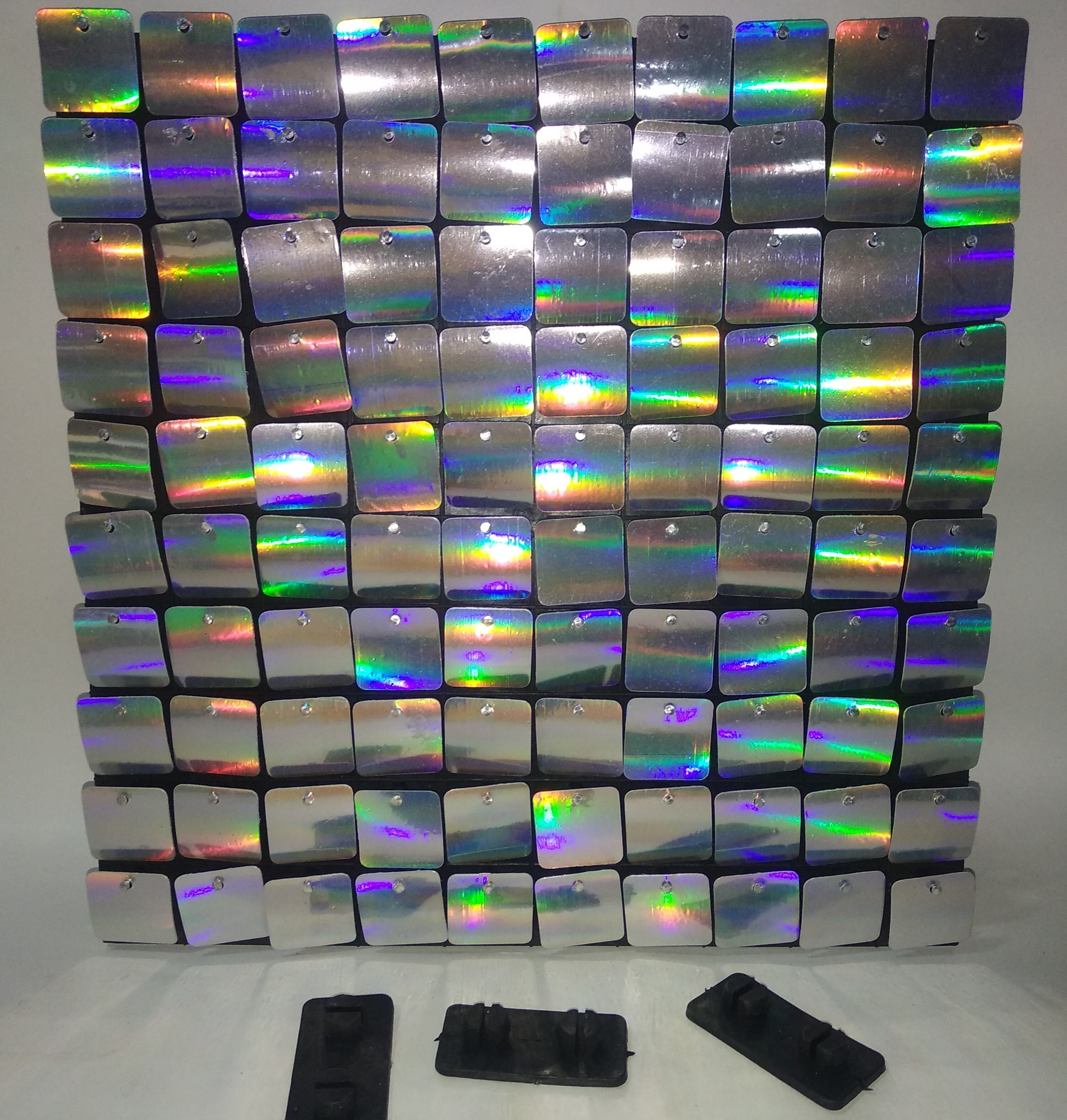 Sequin Panel - 30mm Square, Durable Plastic With 3mm Hole, Sturdy Silver Color | Custom Color Options, Special Connectors, Extra Sequins Included