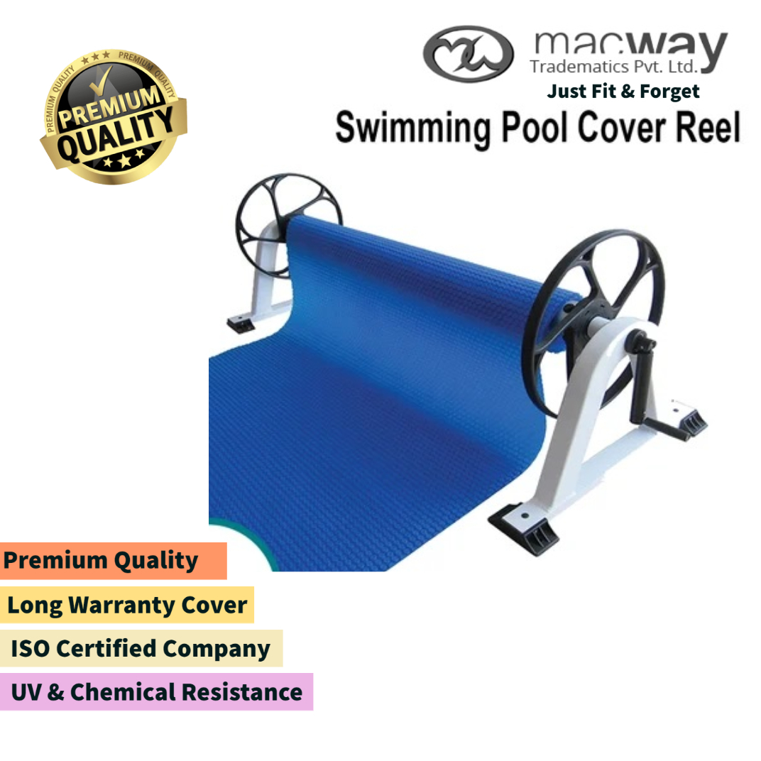 Pool Cover Reel - Pvc Standard Size, Blue Rectangular Design For Swimming Pool Protection