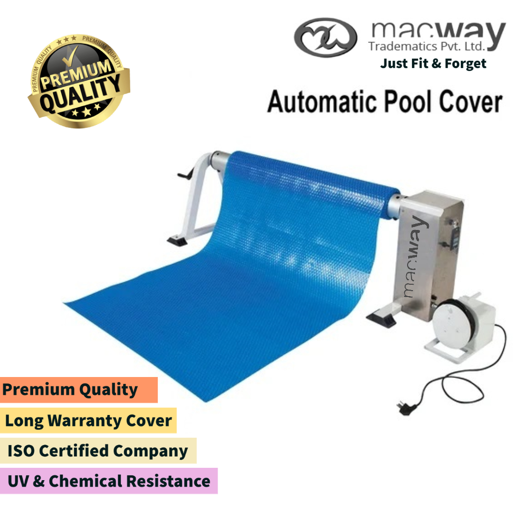 Pool Cover Reel - Pvc Standard Size, Blue Rectangular Design For Swimming Pool Protection