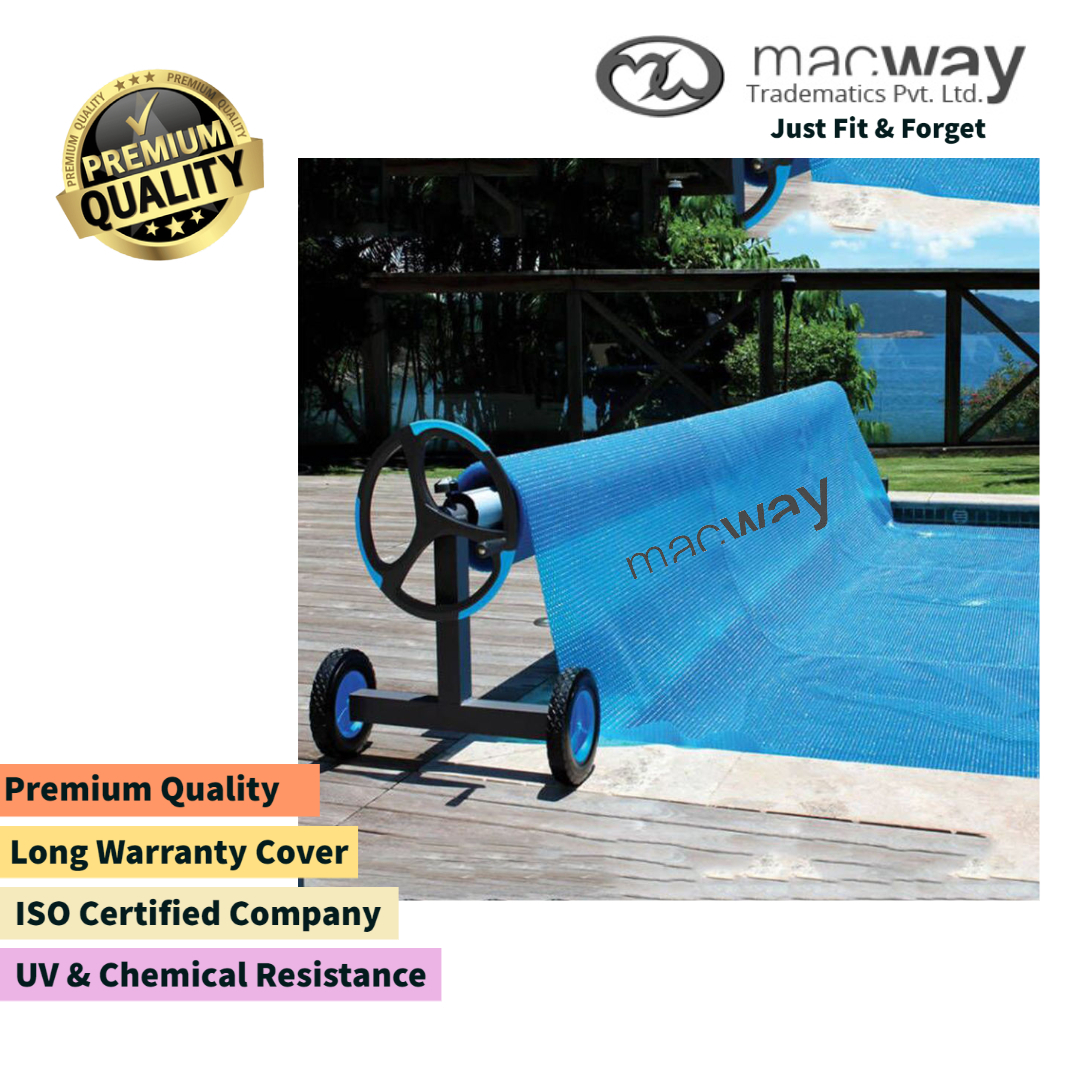 Pool Cover Reel - Pvc Standard Size, Blue Rectangular Design For Swimming Pool Protection