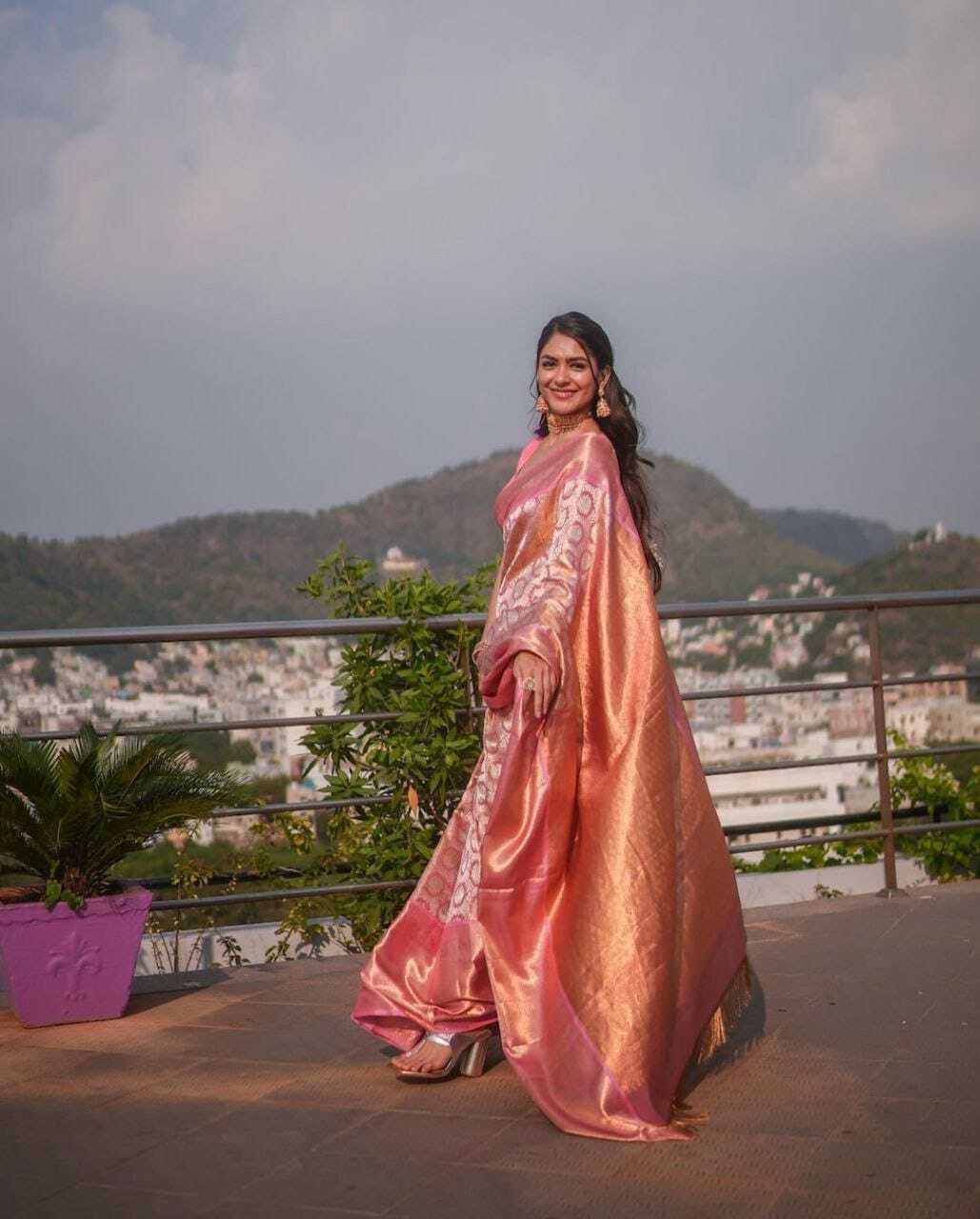 Pink Arpita Lichi Silk Saree