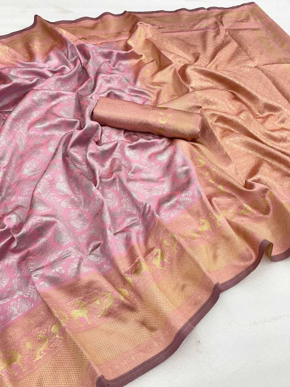 Pink Arpita Lichi Silk Saree