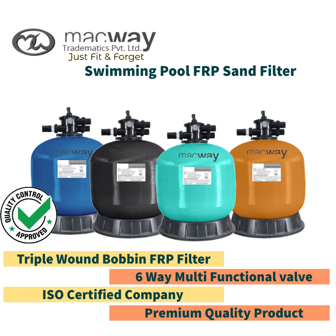 Sand Filter - Fiberglass, 400mm To 1400mm Diameter, Green/blue/grey | 5-year Warranty, Cylindrical Design For Swimming Pool Filtration