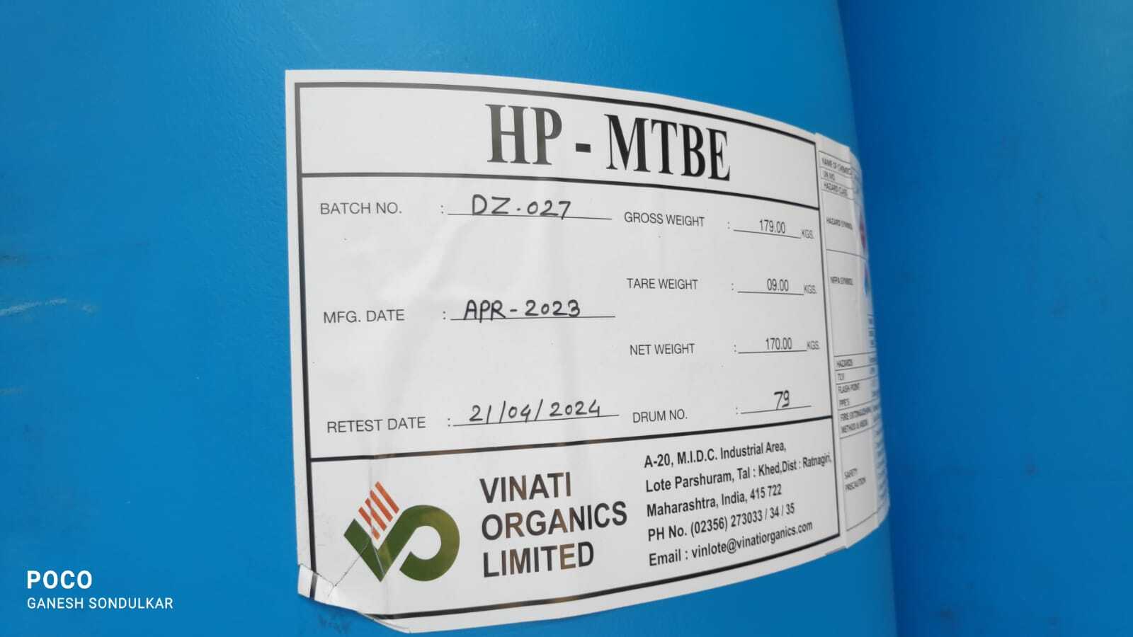 Methyl Tert. Butyl Ether (Hp) - Application: Industrial