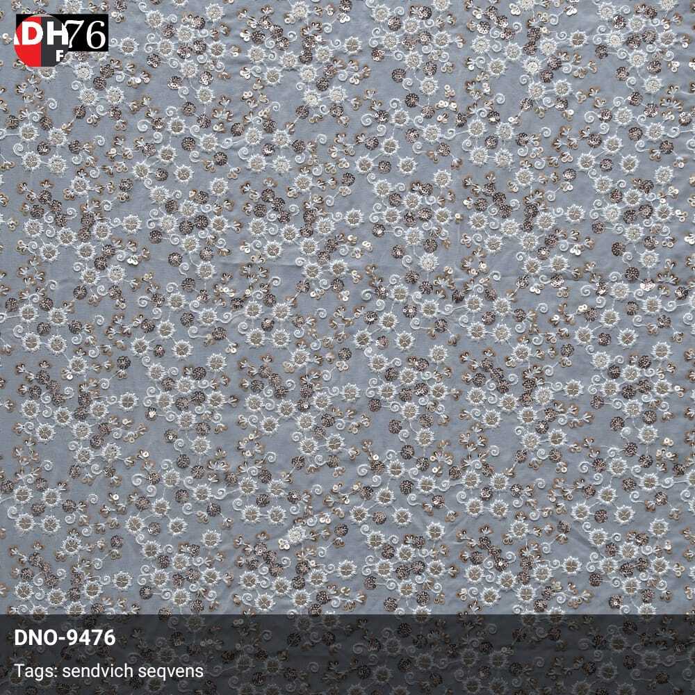 All Over Heavy Sequin Work Embroidery Georgette Fabric - Pattern: Embroided