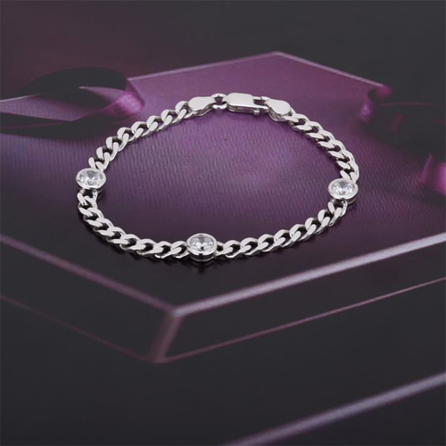 Modern Hand Made Curb Chain Silver Bracelet