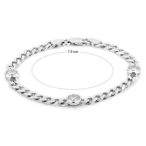 Modern Hand Made Curb Chain Silver Bracelet
