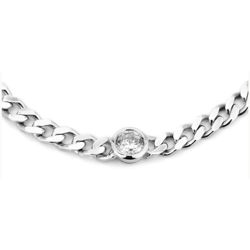Modern Hand Made Curb Chain Silver Bracelet