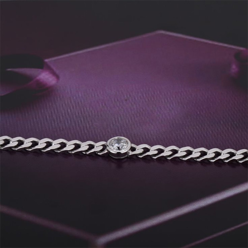 Modern Hand Made Curb Chain Silver Bracelet