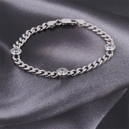Modern Hand Made Curb Chain Silver Bracelet