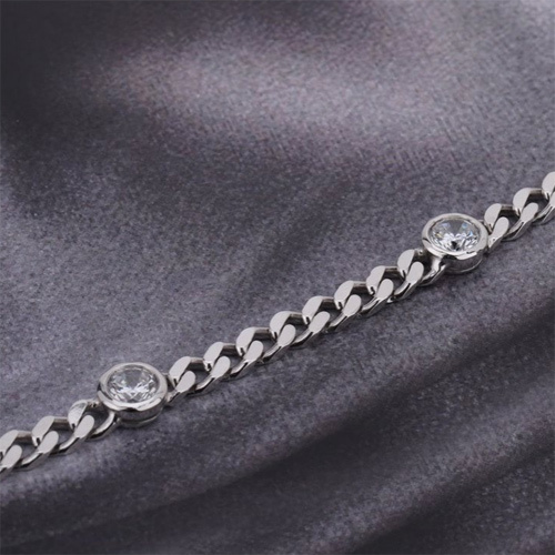Modern Hand Made Curb Chain Silver Bracelet